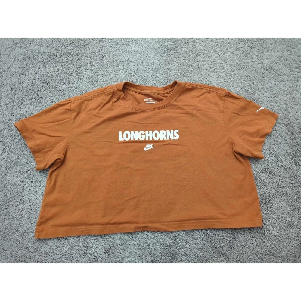 Texas Longhorns T Shirt Womens Large Loose Fit Cropped NCAA The‎ Nike Tee Orange